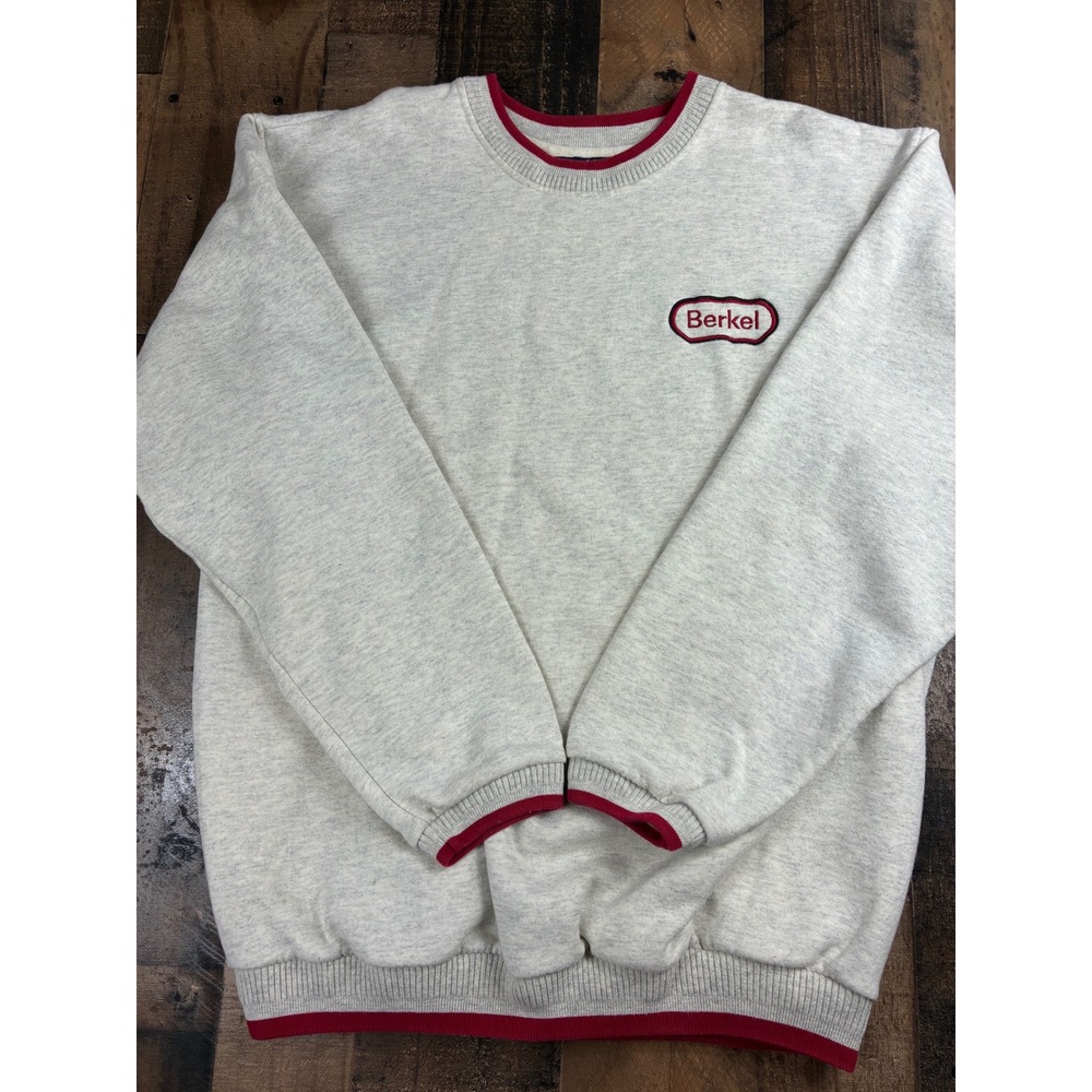 Luna Pier Berkel Logo Sweatshirt Mens XL Heather Grey Red Tipped Trim Vintage‎
